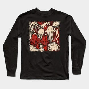 Underwater Lino Cut. Long Sleeve T-Shirt